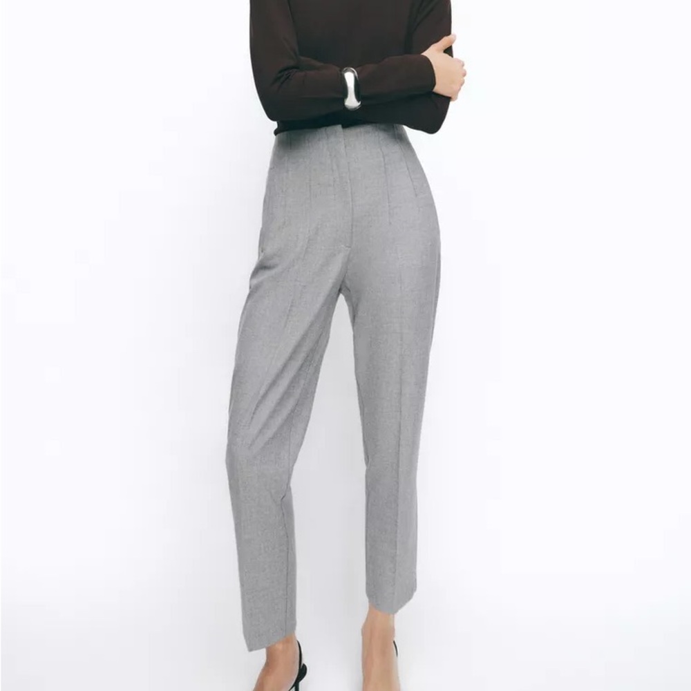 Zara Gray High-Waisted Trousers
